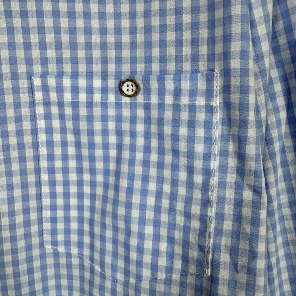 Mens Cotton Button Down Collared Shirt Size XL Blue & White Checkered - Picture 4 of 12